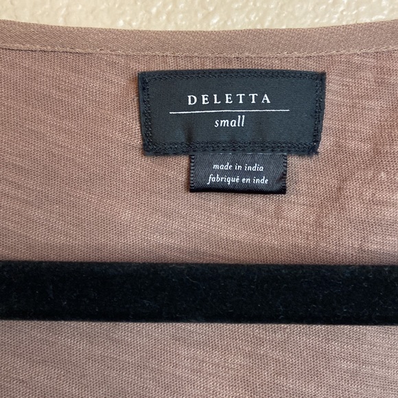 DELETTA ANTHROPOLOGIE S Sequined Beaded Sleeveless Cap Sleeve Shirt Top Tan Blue - Picture 4 of 16